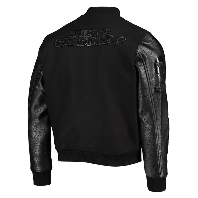 Arizona Cardinals Black Wool & Leather Sleeves Varsity Men's Letterman Jacket