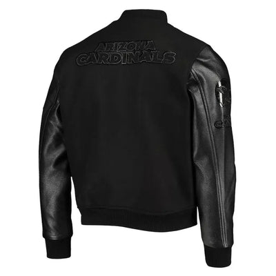 Arizona Cardinals Black Wool & Leather Sleeves Varsity Men's Letterman Jacket