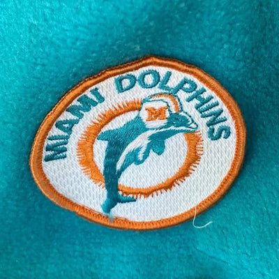 Miami Dolphins Aqua Wool and Orange Genuine Leather Sleeves Men's Varsity Letterman Jacket