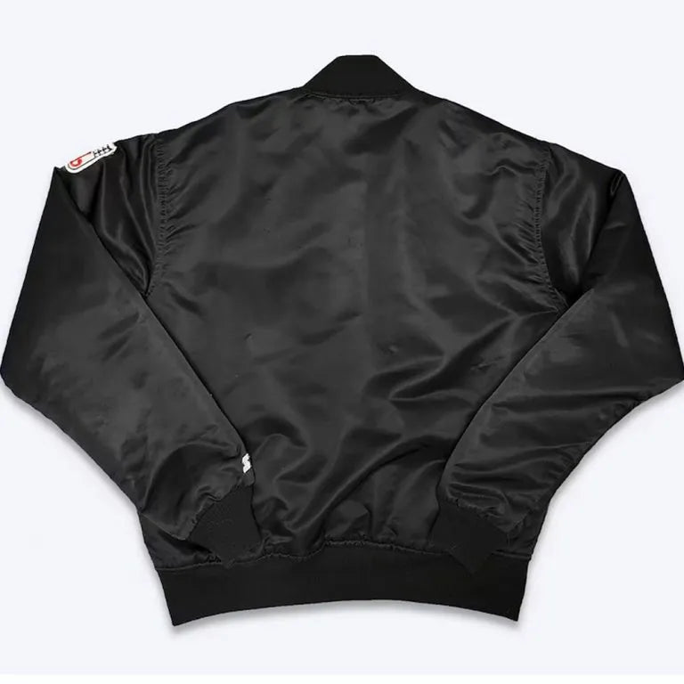Los Angeles Raiders Ice Cube Full-Snap Varsity Black Satin Men's Bomber Jacket