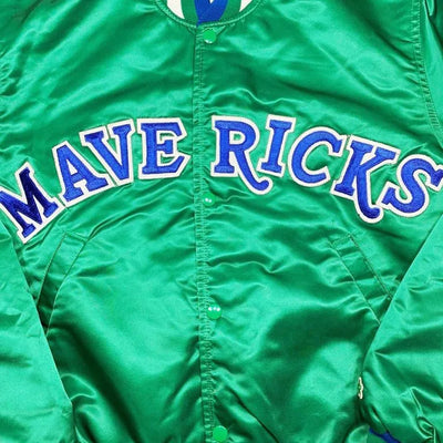 NBA Dallas Mavericks Full-Snap Varsity Green Satin Men's Bomber Jacket