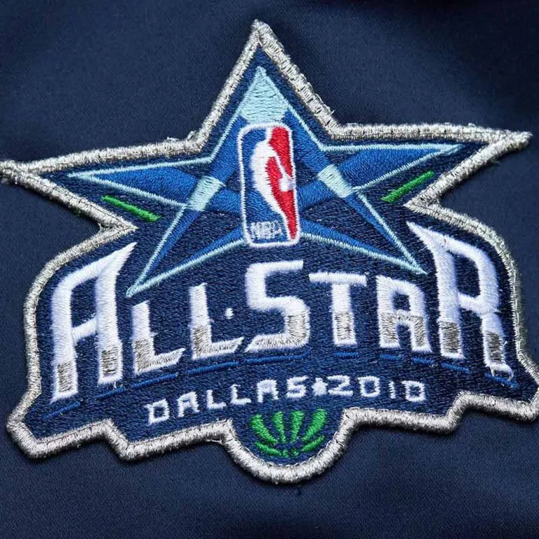 Dallas Mavericks Vintage Logo Lightweight Full-Snap Varsity Navy Blue Satin Men's Bomber Jacket