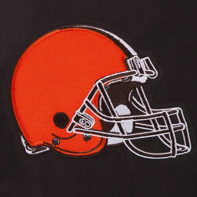Cleveland Browns Black Wool & Genuine Leather Sleeves Men's Varsity Jacket