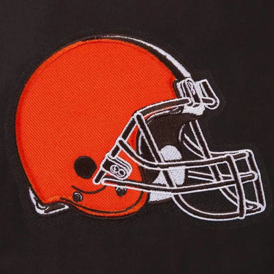 Cleveland Browns Black Wool & Genuine Leather Sleeves Men's Varsity Jacket