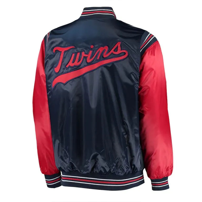 Minnesota Twins Enforce Full-Snap Varsity Navy/Red Satin Men's Jacket