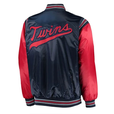 Minnesota Twins Enforce Full-Snap Varsity Navy/Red Satin Men's Jacket