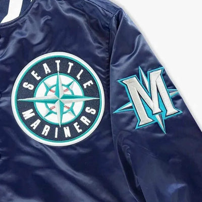 Seattle Mariners Sluggers Full-Snap Navy Blue Satin Men's Jacket