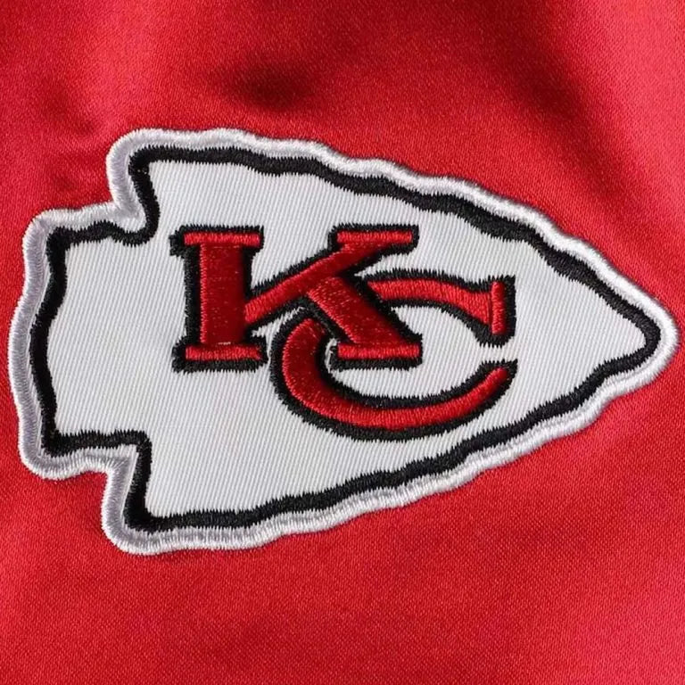 Kansas City Chiefs Lightweight Full-Snap Varsity Red Satin Men's Bomber Jacket