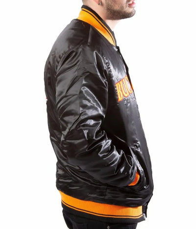 Tampa Bay Buccaneers Full-Snap Varsity Black Satin Men's Bomber Jacket