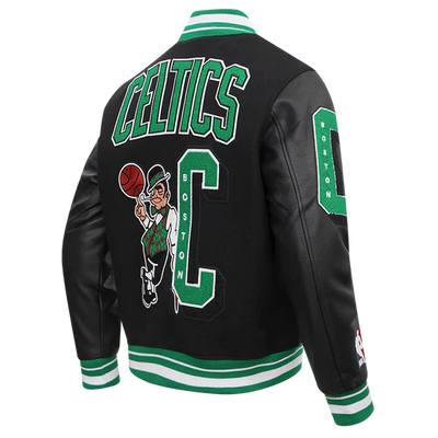 Boston Celtics Mash Up Black Wool & Genuine Leather Sleeves Men's Varsity Letterman Jacket