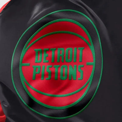 Detroit Pistons Ty Mopkins Black History Month Full-Snap Varsity Satin Men's Bomber Jacket