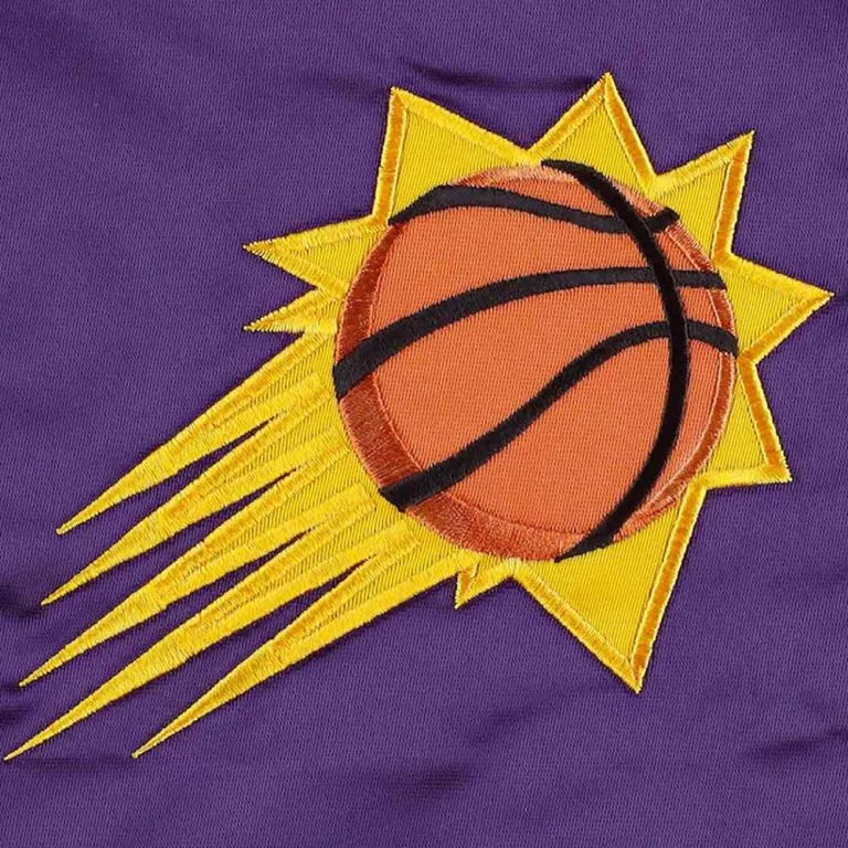 Phoenix Suns Pick & Roll Full-Snap Varsity Purple Satin Men's Bomber Jacket