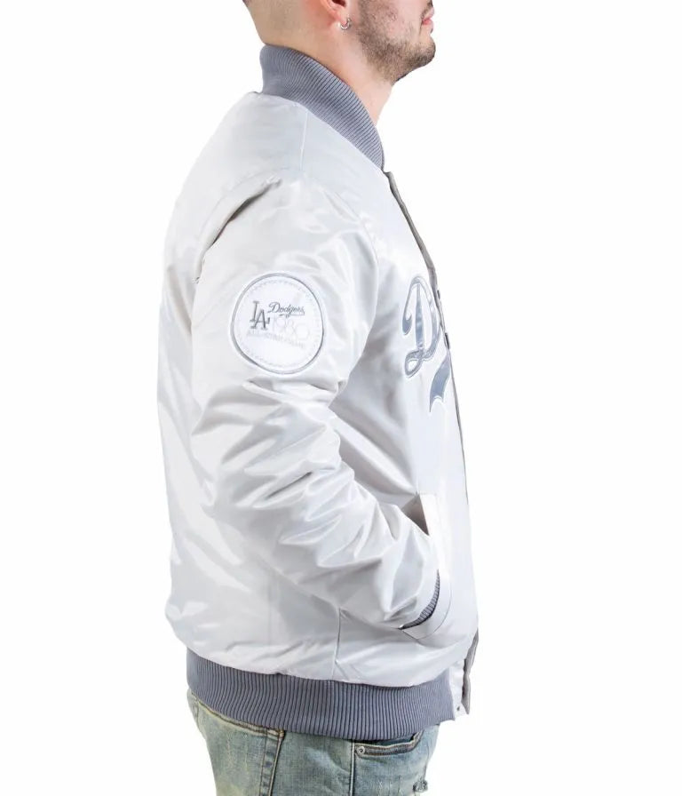 Los Angeles Dodgers Silver Satin Full Snap Men's Jacket