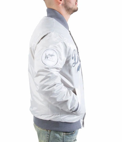 Los Angeles Dodgers Silver Satin Full Snap Men's Jacket