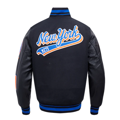 New York Mets Varsity Black Wool & Leather Sleeves Men's Jacket