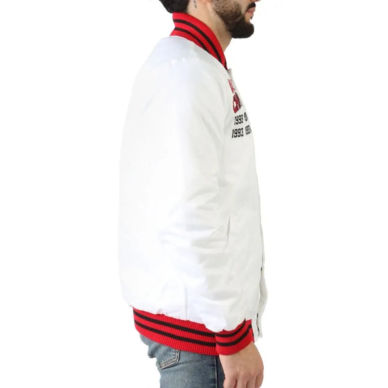 NBA Chicago Bulls Champions Full-Snap Varsity White Satin Men's Bomber Jacket