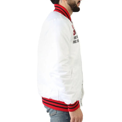 NBA Chicago Bulls Champions Full-Snap Varsity White Satin Men's Bomber Jacket