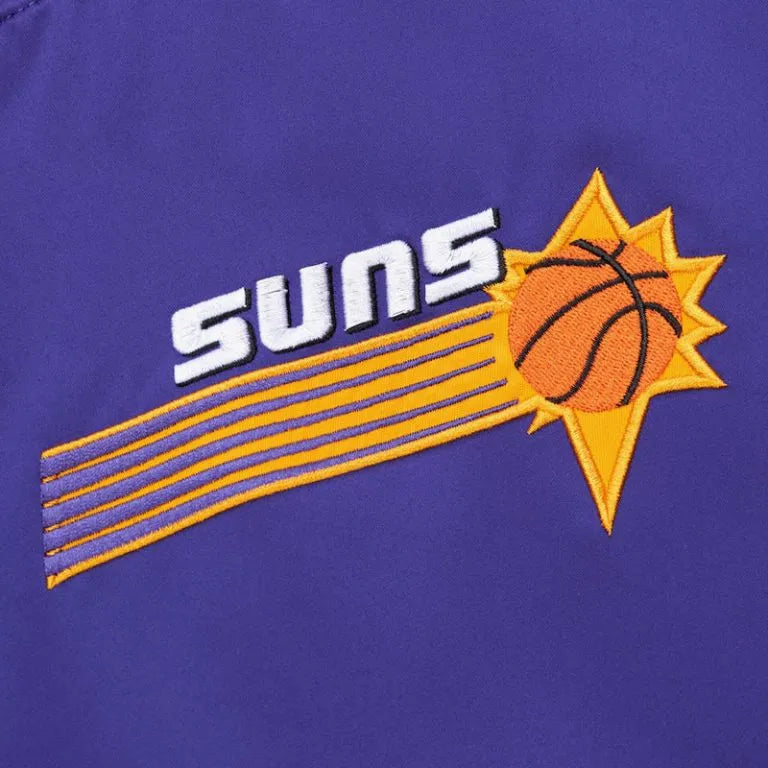 Phoenix Suns Primetime Full-Snap Varsity Orange and Purple Satin Men's Bomber Jacket