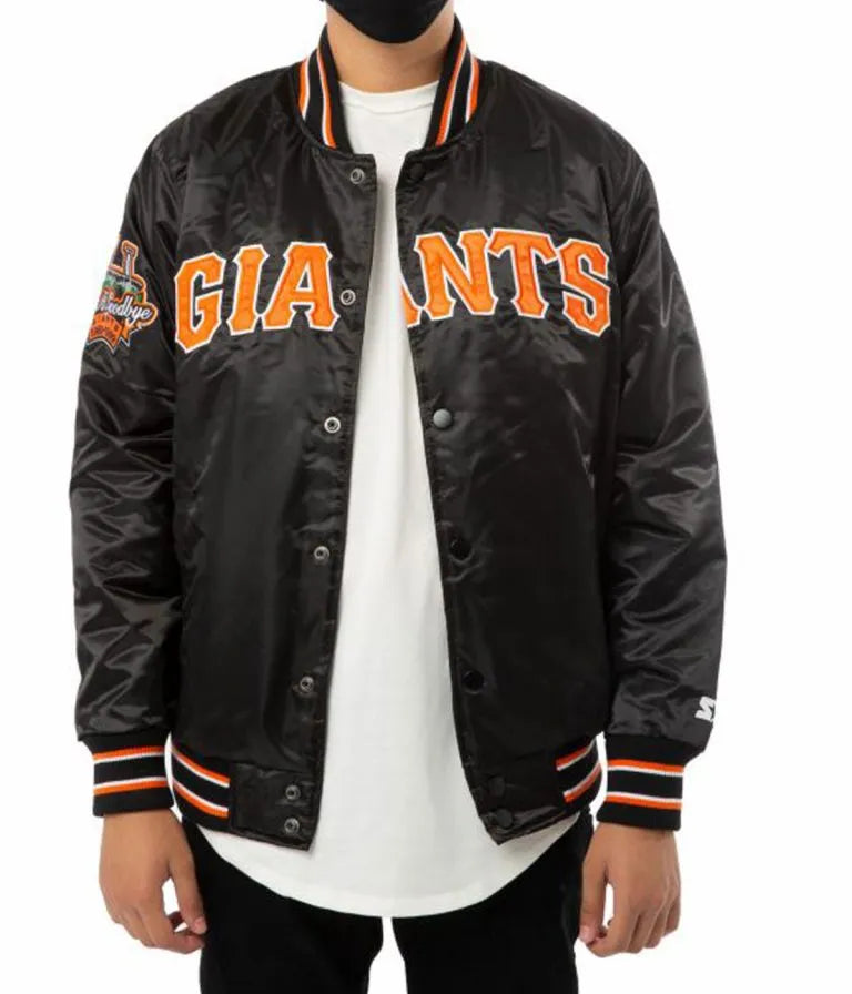 San Francisco Giants Full-Snap Black Satin Men's Jacket