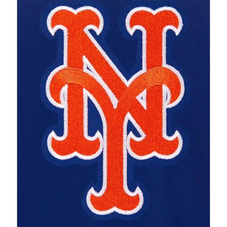 New York Mets Royal Blue Wool & White Leather Sleeves Varsity Men's Jacket