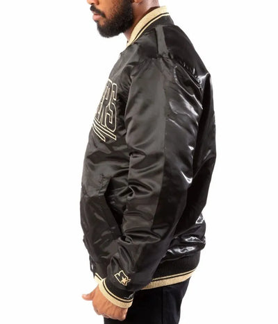 Los Angeles Clippers Full-Snap Varsity Black and Gold Satin Men's Bomber Jacket