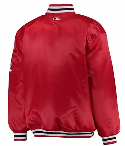 Boston Red Sox Full-Snap Men's Red Satin Bomber Jacket