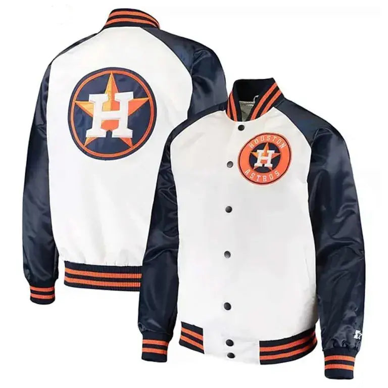 Houston Astros The Legend Full-Snap White/Navy Satin Men's Jacket