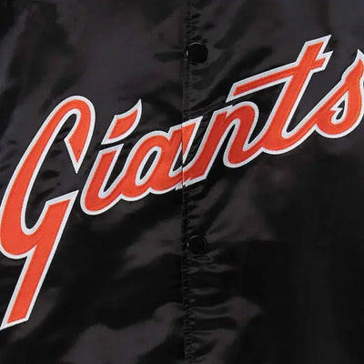 San Francisco Giants Italic Full-Snap Brown Satin Bomber Men's Jacket