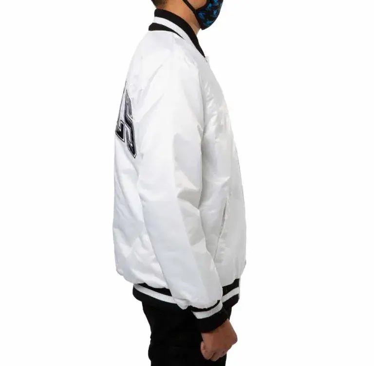Chicago Bulls Full-Snap Varsity White Satin Men's Bomber Jacket