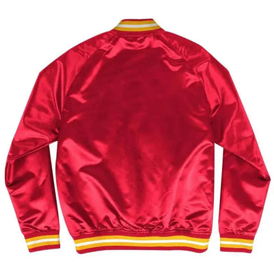 Houston Rockets Lightweight Full-Snap Varsity Red Satin Men's Bomber Jacket