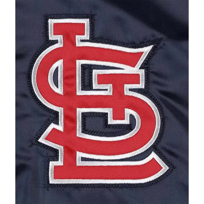 St. Louis Cardinals Slider Full-Snap Navy Blue Satin Bomber Men's Jacket