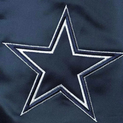 Dallas Cowboys The Leader Full-Snap Varsity Navy Blue & Gray Satin Men's Bomber Jacket