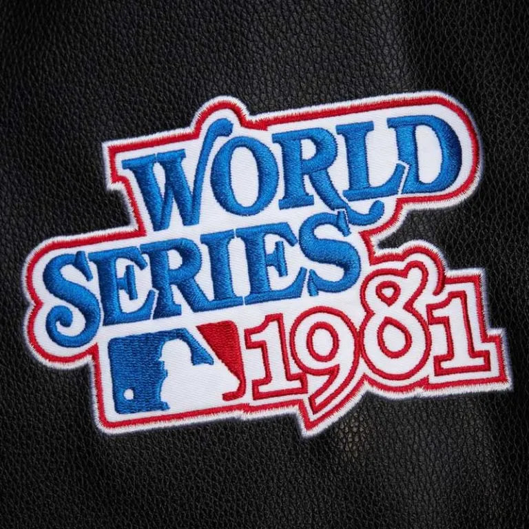 Los Angeles Dodgers Black Out Vintage Logo Full-Snap Wool/Leather Varsity Men's Jacket