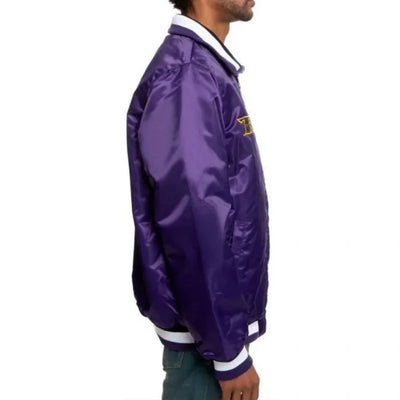 Baltimore Ravens Full-Zip Varsity Purple Satin Men's Bomber Jacket