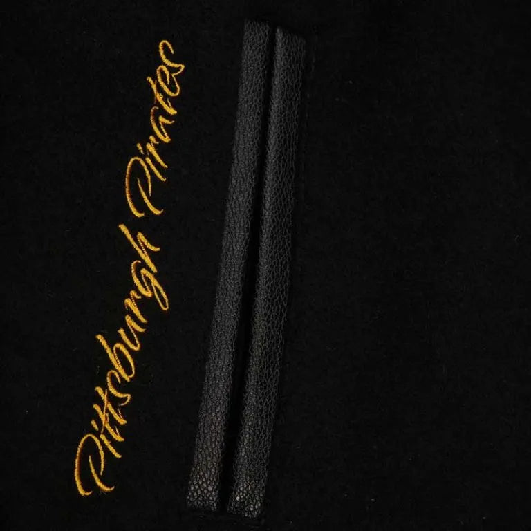 Pittsburgh Pirates Black Out Wool/Leather Full-Snap Varsity Men's Jacket