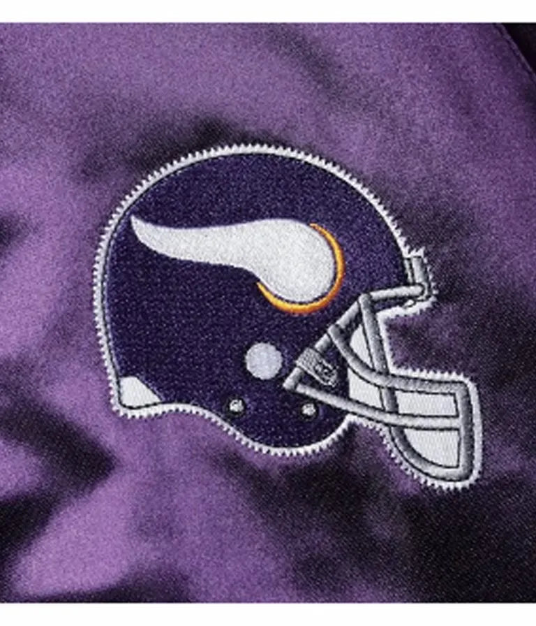 Minnesota Vikings Full-Snap Varsity Purple Satin Men's Bomber Jacket