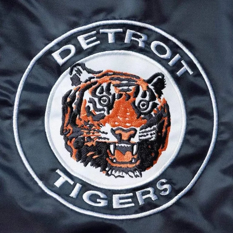 Detroit Tigers The Captain III Navy Blue Satin Full-Zip Men's Jacket