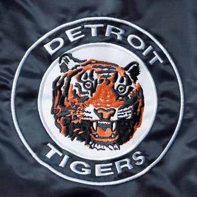 Detroit Tigers The Captain III Navy Blue Satin Full-Zip Men's Jacket