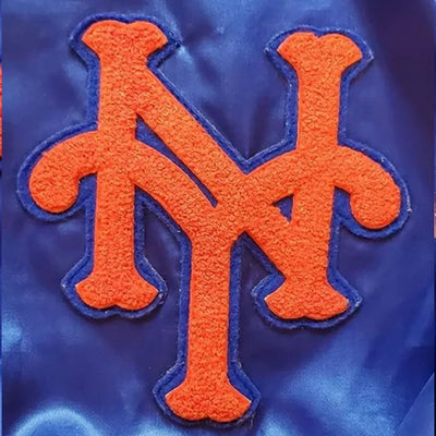 80’s New York Mets 25th Anniversary Royal Blue Satin Full-Snap Men's Jacket