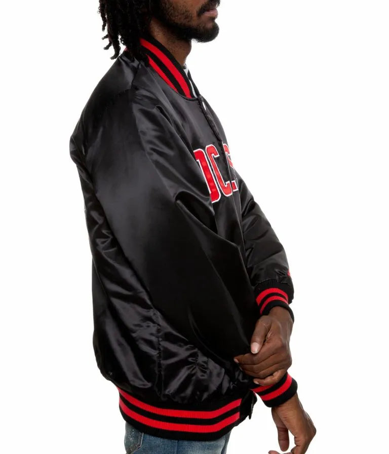 Houston Rockets Full-Snap Varsity Black Satin Men's Bomber Jacket
