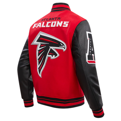 Atlanta Falcons Mashup Varsity Red Wool & Black Genuine Leather Sleeves Men's Jacket