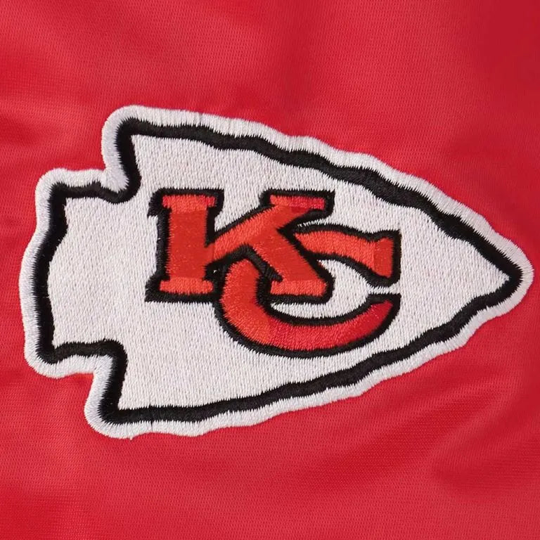 Kansas City Chiefs Locker Room Full-Snap Varsity Red Satin Men's Bomber Jacket