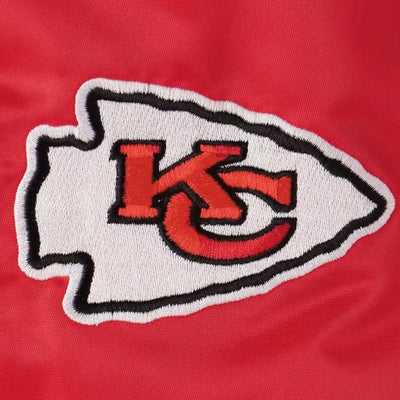 Kansas City Chiefs Locker Room Full-Snap Varsity Red Satin Men's Bomber Jacket