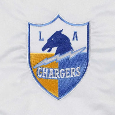 Los Angeles Chargers Full-Snap Varsity White Satin Men's Bomber Jacket