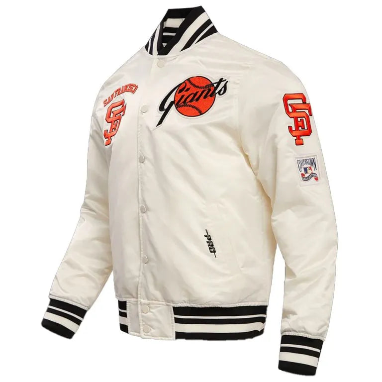 San Francisco Giants Retro Classic Rib Full-Snap Off white Satin Men's Jacket