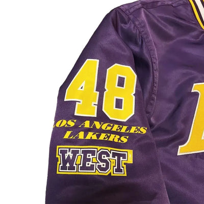 Los Angeles Lakers 48 West Full-Snap Varsity Purple Satin Men's Bomber Jacket