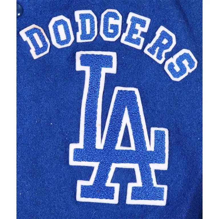 80s Los Angeles Dodgers Royal Blue & White Leather Sleeves Varsity Men's Jacket