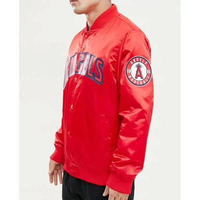 Los Angeles Angels Wordmark Red Satin Full-Snap Men's Jacket