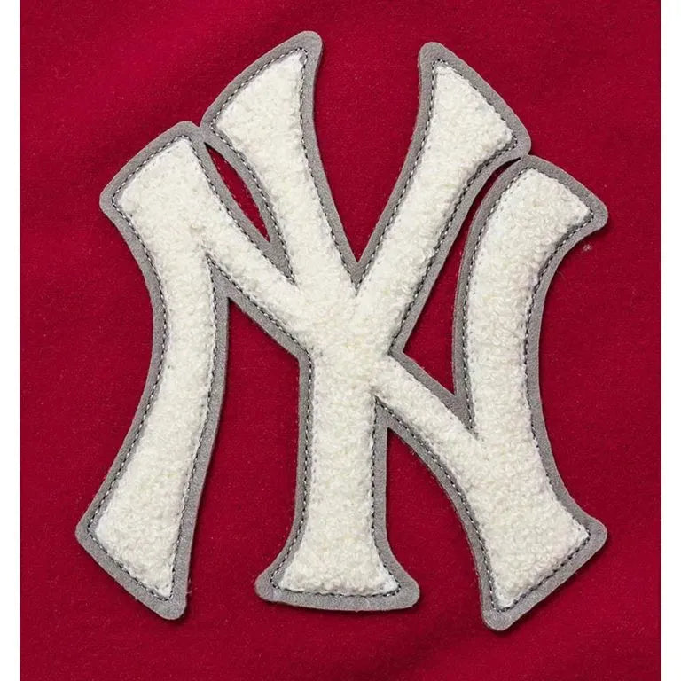 New York Yankees Varsity Dark Red Wool/Leather Full-Snap Men's Jacket