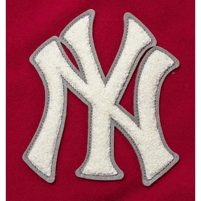 New York Yankees Varsity Dark Red Wool/Leather Full-Snap Men's Jacket